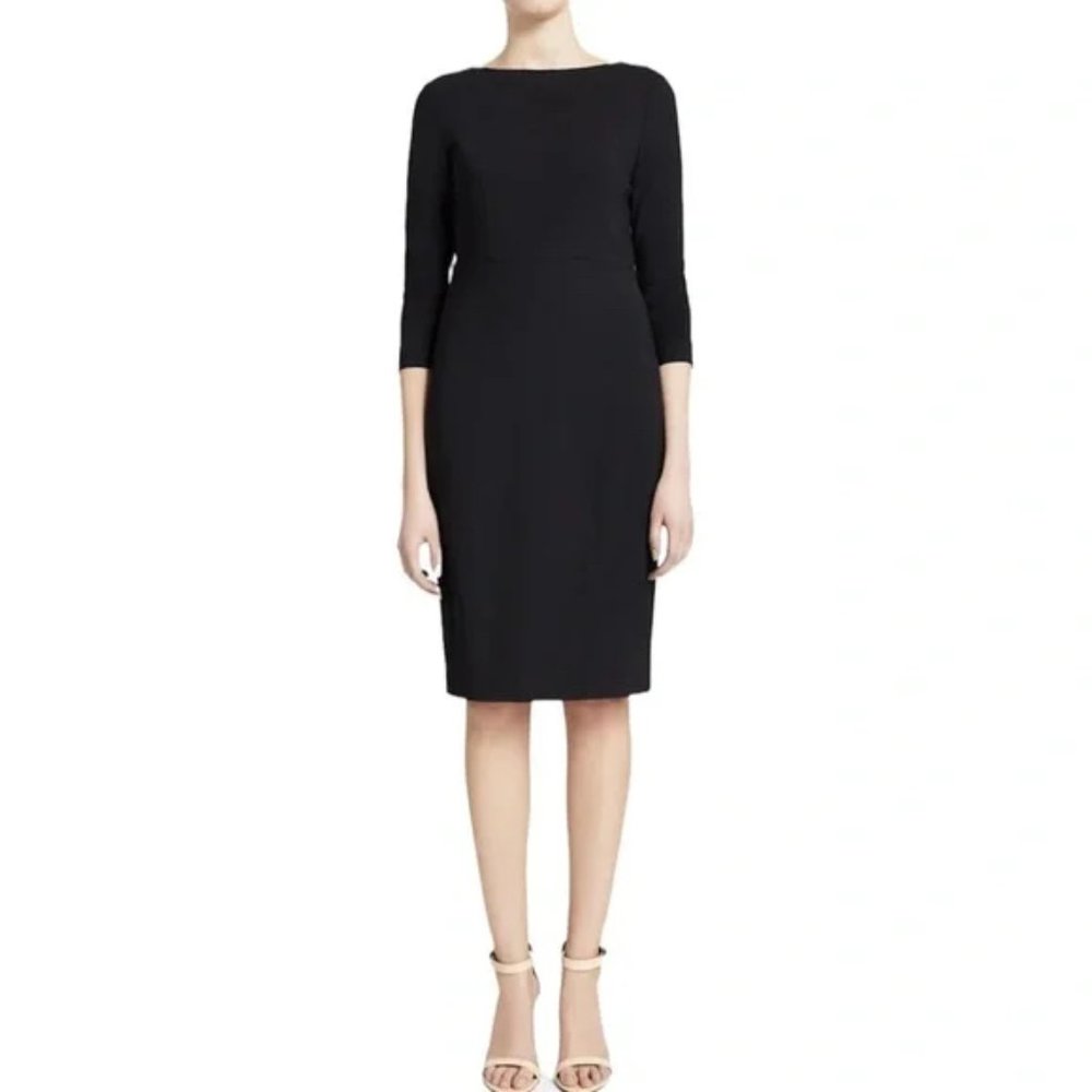 Theory Lazaro Black Wool-Blend Pencil Dress with Pockets; Size 8